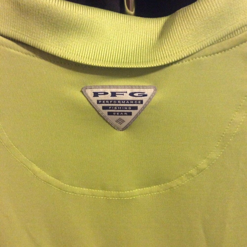 COLUMBIA PFG OMNI-SHADE SHORT SLEEVE GREEN FISHING POLO SHIRT MENS SIZE LARGE L - Picture 8 of 11
